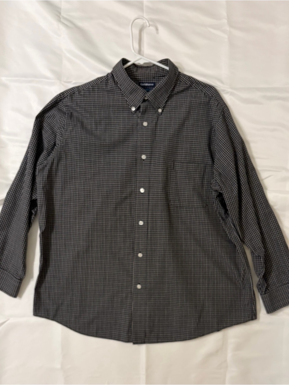 croft & barrow Black and Gray Small Check Button-Down Shirt